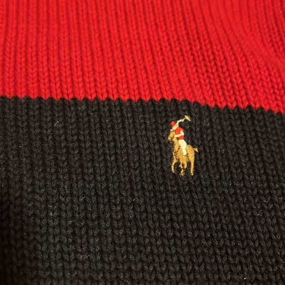 EUC classic red and navy stripes ¼ zip sweater - Picture 2 of 4